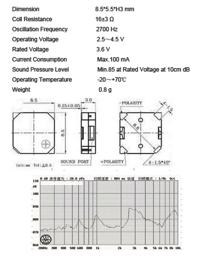 貼片蜂鳴器參數(shù)圖
